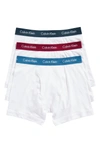 Calvin Klein 3-pack Boxer Briefs In White W/ Blue Spllbnd/ Fervent