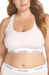 Calvin Klein Plus Modern Cotton Unlined Racerback Bralette In Nymphs Thigh