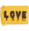 SONDRA ROBERTS LOVE EMBELLISHED FAUX LEATHER WRISTLET - YELLOW,SRB2-1093