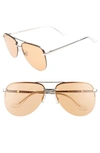 QUAY THE PLAYA 64MM AVIATOR SUNGLASSES - SILVER/ORANGE,THE PLAYA