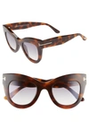 Tom Ford Karina 47mm Cat Eye Sunglasses - Blonde Havana Gradient In Beige