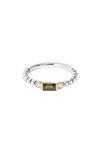 Lagos 18k Gold & Sterling Silver Green Tourmaline & Diamond Stacking Ring In Green/silver