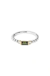 Lagos 18k Gold & Sterling Silver Green Tourmaline & Diamond Stacking Ring In Silver/ 18k Gold/ Tourmaline
