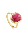 Monica Vinader Siren Stone Ring In Gold/ Pink Quartz