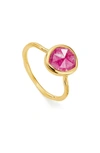 Shop Monica Vinader Siren Semiprecious Stone Stacking Ring In Gold/ Pink Quartz
