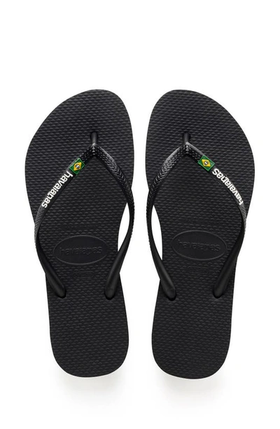 Havaianas Logo-embellished Rubber Flip-flops In Black