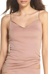 Hanro Seamless V-neck Cotton Camisole In Soft Almond