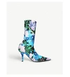 BALENCIAGA Knife floral-print stretch-jersey ankle boots