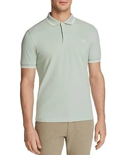 Fred Perry Extra Trim Fit Twin Tipped Pique Polo In Mint / Ecru