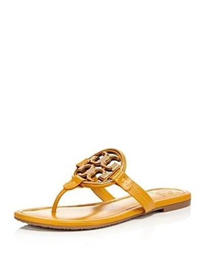 Tory Burch Women's Metal Miller Leather Thong Sandals In Golden Rod/gold