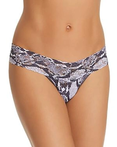 Hanky Panky Original-rise Printed Lace Thong In Grey-white