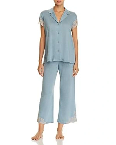 Natori Luxe Shangri-la Short-sleeve Pajama Set In Blue/coccoon