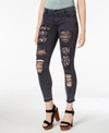 GUESS RIPPED LACE-PATCH SKINNY JEANS