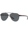 Prada Ps 58qs 1ab5w1 Rectangle Sunglasses In Black / Polar Grey