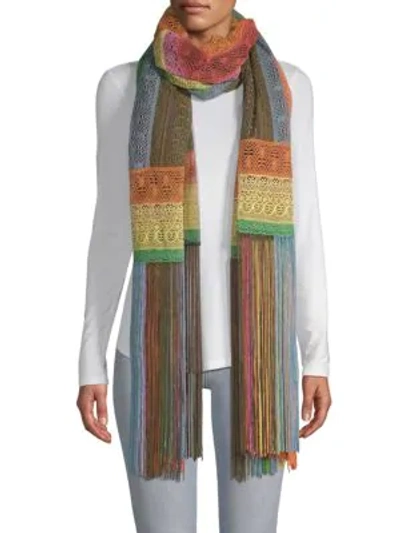 Valentino Colorblock Fringe Scarf In Multi