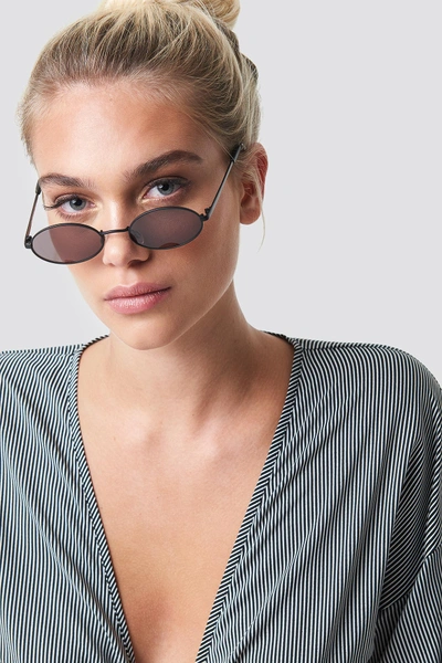 Le Specs Boom Slim Oval Metal & Plastic Sunglasses In Black