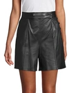 VALENTINO Buttoned Leather Shorts,0400098951349