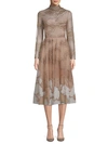 VALENTINO Embellished Silk-Blend A-line Dress,0400098924561