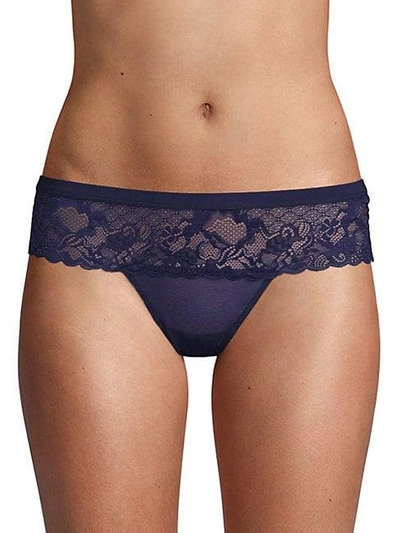 Addiction Nouvelle Lingerie Rocky Candy Lace-trimmed Tanga In Navy