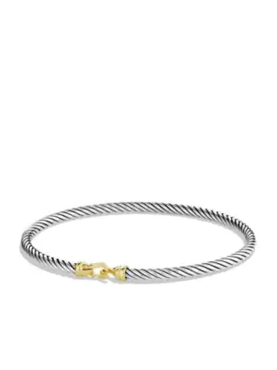 David Yurman Women's Cable Collectibles Buckle Bangle Bracelet With 18k Yellow Gold/3 Mm In Gold Silver