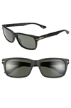 Persol Polarized Officina Rectangle Acetate Sunglasses, 58mm In Black