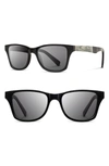 SHWOOD 'CANBY - NEWSPAPER' 54MM POLARIZED SUNGLASSES - BLACK NEWSPAPER/ DARK GREY,CANBY PAPER ACET