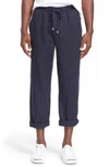 Vilebrequin Linen Regular Fit Drawstring Pants In Bleu Marine