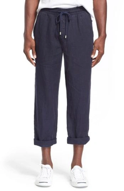 Vilebrequin Linen Regular Fit Drawstring Pants In Blue