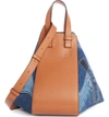 LOEWE SMALL HAMMOCK TRI-TONE DENIM & LEATHER HOBO - BLUE,387.50.S35