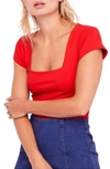 Free People Square Eyes Bodysuit In Red