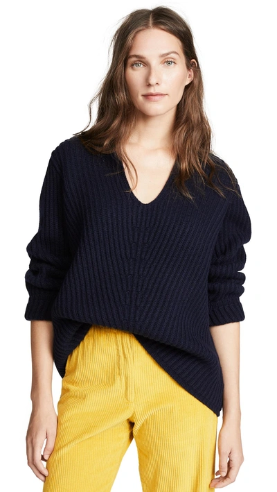 Acne Studios Deborah Ribbed Wool Jumper In Navy