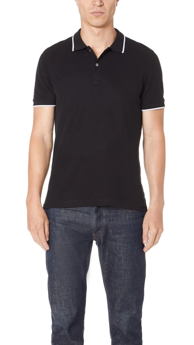 Atm Anthony Thomas Melillo Tipped Polo Shirt In Black Combo