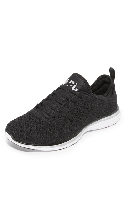 Apl Athletic Propulsion Labs Techloom Wave Ribbed Knit Sneakers In Black White