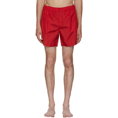 Moncler Logo Patch Swimming Shorts In Red