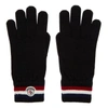 MONCLER BLACK WOOL CORPORATE GLOVES