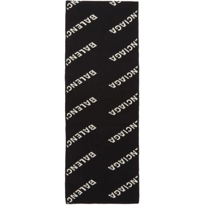 Balenciaga Jacquard Logo Scarf In Black