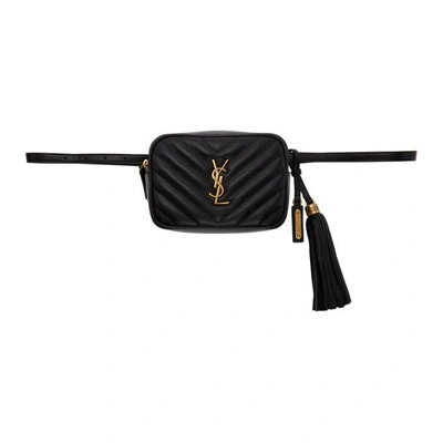Saint Laurent Lou Quilted Leather Belt Bag With Tassel - Green In 1000 Black
