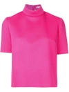 DELPOZO DELPOZO ROLL NECK TOP - PINK & PURPLE