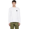 Stone Island Logo-patch Long-sleeved Cotton T-shirt In White