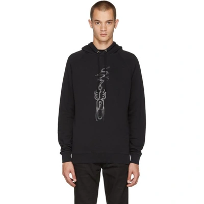 Saint Laurent Gunshot-print Hooded Sweatshirt In Black
