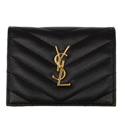 Saint Laurent Monogram Leather Purse In Black