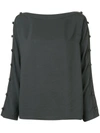 SMYTHE SMYTHE BUTTON SLEEVE BLOUSE - BLACK