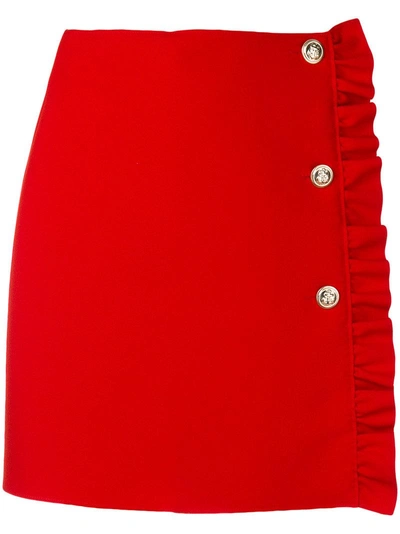 Msgm Short Skirt With Ruffles In Red