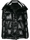 ERMANNO SCERVINO ERMANNO SCERVINO STRIPED COLLAR PADDED JACKET - BLACK