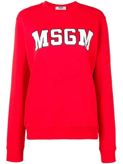 Msgm College Logo Sweatshirt In Red