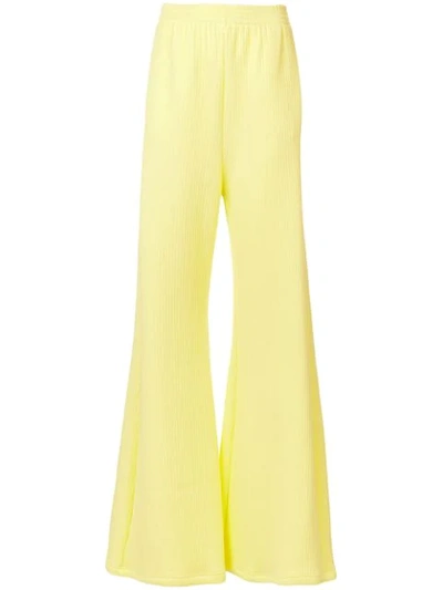 Mm6 Maison Margiela Ribbed Jersey Wide Leg Pants In Yellow