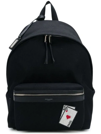 Saint Laurent Sl Playing Cards City Backpack In Canvas In 1092 Black