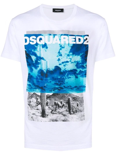 Dsquared2 Desert Printed Cotton Jersey T-shirt In White