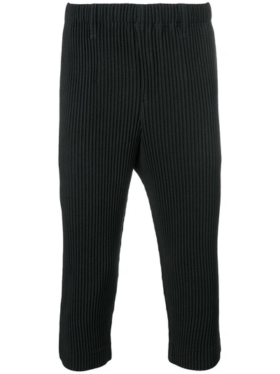 Issey Miyake Homme Plissé  Cropped Pleated Trousers - Black