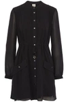 HAUTE HIPPIE WOMAN CHIFFON MINI SHIRT DRESS BLACK,US 7789028784563436